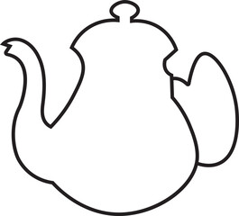 Teapot icon in line style. Morning tea or coffee vector. Household kitchenware, breakfast mascot illustration. Kettle silhouette vector design graphic element isolated on transparent background.