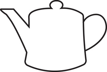 Teapot icon in line style. Morning tea or coffee vector. Household kitchenware, breakfast mascot illustration. Kettle silhouette vector design graphic element isolated on transparent background.