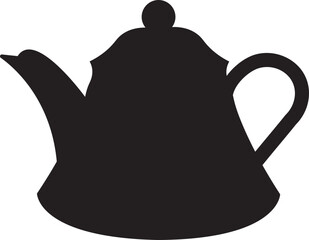 Teapot icon in flat style. Morning tea or coffee vector. Household kitchenware, breakfast mascot illustration. Kettle silhouette vector design graphic element isolated on transparent background.