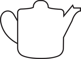 Teapot icon in line style. Morning tea or coffee vector. Household kitchenware, breakfast mascot illustration. Kettle silhouette vector design graphic element isolated on transparent background.
