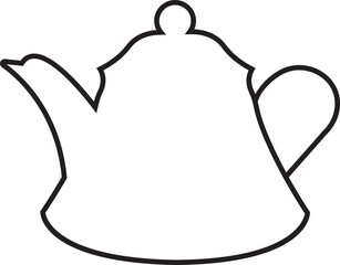 Teapot icon in line style. Morning tea or coffee vector. Household kitchenware, breakfast mascot illustration. Kettle silhouette vector design graphic element isolated on transparent background.