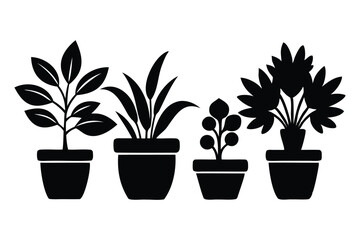 Fototapeta premium stylish planters silhouette art for gardening and home decor