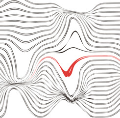 The texture is in the form of distorted stripes with huge waves. In the middle there is a highlighted scarlet line.