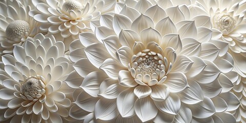 A symphony of delicate white petals unfolds, revealing the intricate beauty of a sculpted floral masterpiece.
