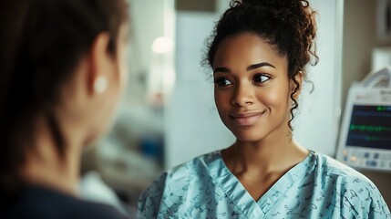 Young Female Healthcare Professional Speaks To Patient