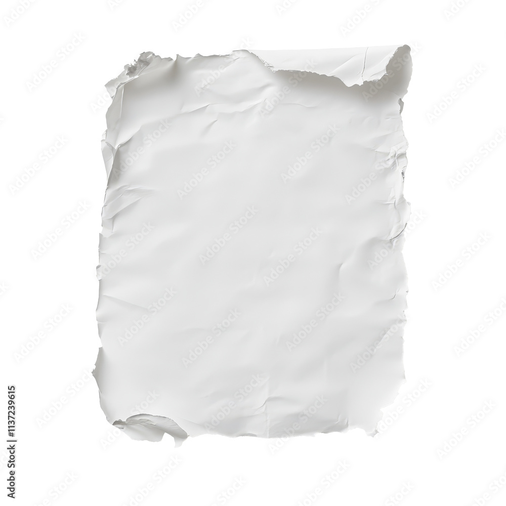 Poster crumpled transparent sheet of paper lying on a clean transparent background in a well-lit setting, t