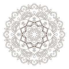 Fototapeta premium Print Blossom Mandala Shape. Circular pattern in form of mandala, tattoo, decoration. Decorative ornament in ethnic oriental style. 