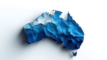 Obraz premium Australia's Topography: A 3D Blue Relief Map