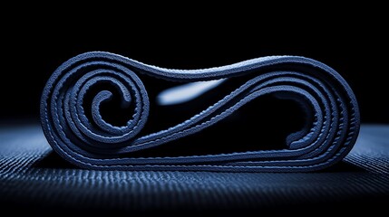 Rolled Blue Yoga Mat Dark Background
