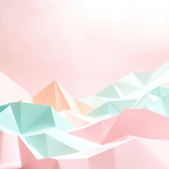 A soft, abstract landscape of pastel-colored geometric shapes creating a serene atmosphere.