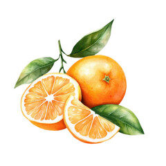 Simple watercolor orange fruit isolated on a white background. png