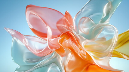 Obraz premium Abstract Composition with Flowing, Translucent Shapes and Soft Color Gradients