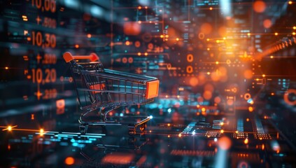 Fototapeta premium Shopping Cart in a Digital World