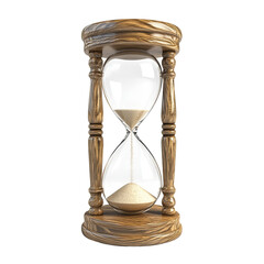 Elegant hourglass on a transparent background, symbolizing the passage of time and the concept of patience and measurement, hourglass, 3d,isolated transparent background