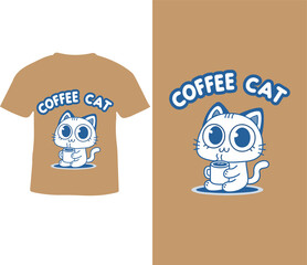 Cute coffee cat design for a trendy t-shirt.
