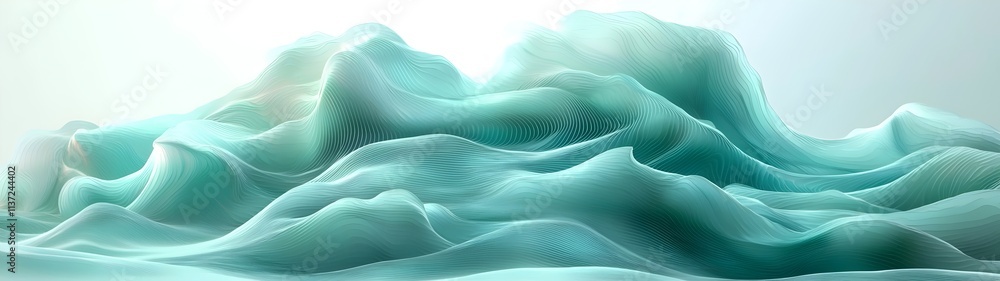 Aufkleber a mesmerizing abstract representation of flowing waves in soothing shades of teal and aqua, creating