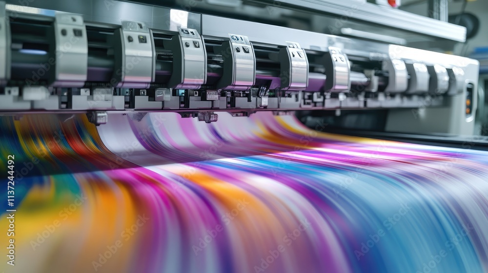 Poster A zoomed-in view of a multi-functional printer with paper emerging from the output tray
