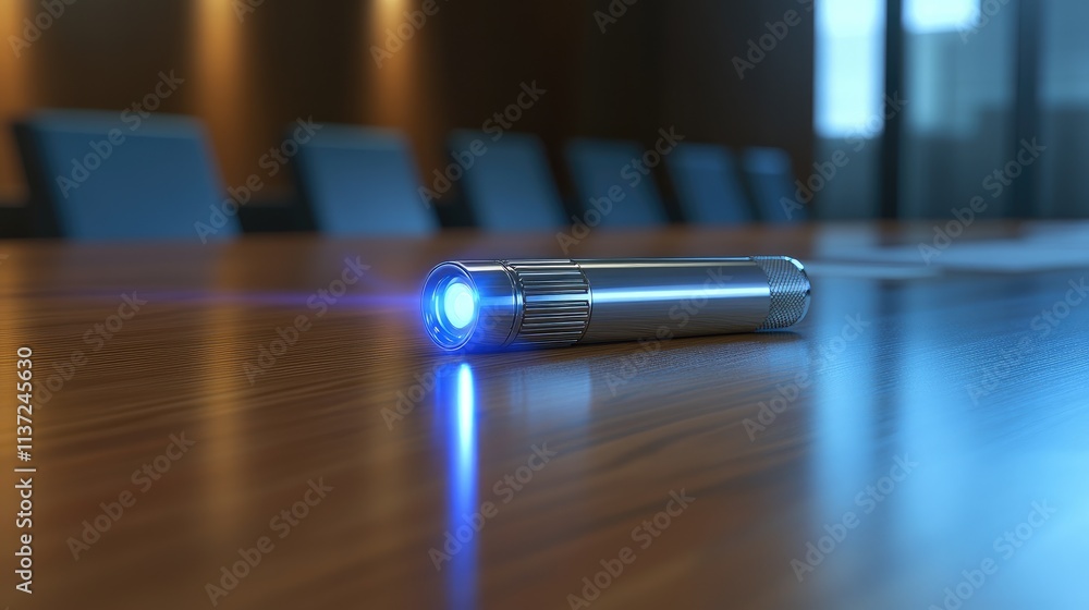 Aufkleber close-up of a laser pointer resting on a meeting table, ready for a presentation