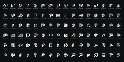 Collection of Icon Letter P, Initial P, Abstract and creative, Suitable for business, technology, accounting, finance, fashion, business, consulting, logo design. set bundle vector.