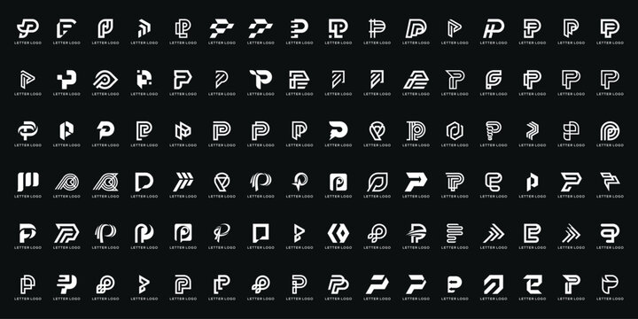Collection of Icon Letter P, Initial P, Abstract and creative, Suitable for business, technology, accounting, finance, fashion, business, consulting, logo design. set bundle vector.