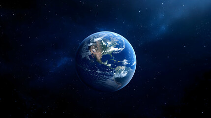 View of Earth from outer space against stars
