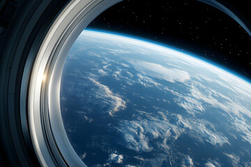 View of Earth from a spacecraft window.