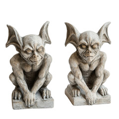 Gargoyle statues with intricate details against a transparent background showcasing unique craftsmanship and artistry, Gargoyle Statues on transparent background