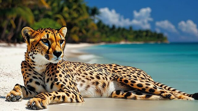a cheetah on the beach footage