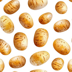 Watercolor seamless pattern of baked potatoes, isolated on a white background, artistic and charming. cutout png