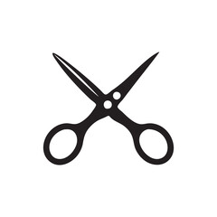 Minimal Scissors Icon with Cut Line