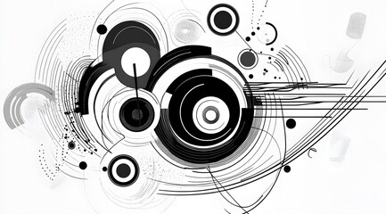 Obraz premium Abstract Black and White Circular Design with Lines