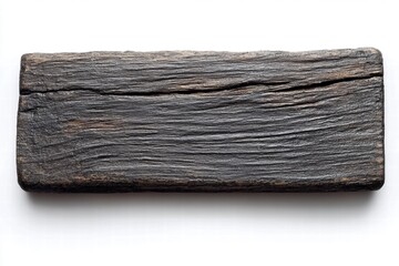 Dark Rustic Wooden Plank Isolated on White