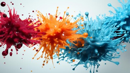 A colorful explosion of paint splatters in a line
