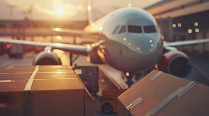 Fototapeta premium Air Cargo Terminal: A dedicated facility for managing air freight, streamlining the process for both local and international shipping to ensure prompt and secure deliveries. 