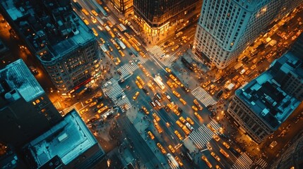 Obraz premium City streets, taxis, buildings. Night.