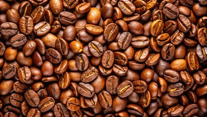 Fototapeta premium Closeup of coffee beans, aroma, caffeine, dark roast, Brazil, espresso, beverage, aroma, organic, morning routine, energy