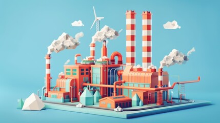 Fototapeta premium Thermal Power Station: A facility that transforms heat energy from fossil fuels, such as coal or natural gas, into electricity for widespread use in homes and industries.