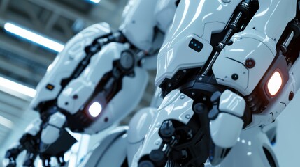 Fototapeta premium Industrial Robotics Plant: A facility that develops and produces robotic arms and automation systems, allowing businesses to optimize operations and reduce costs. 