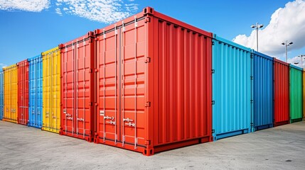 Fototapeta premium Container Port: A strategic hub for the loading and unloading of shipping containers, optimizing operations to support global commerce and transportation systems. 