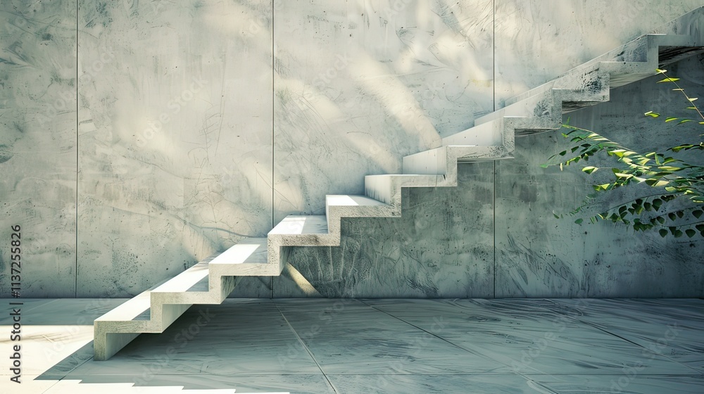 Poster a triangular staircase with sharp angles in a contemporary design.