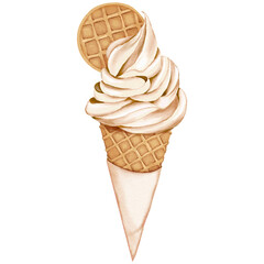 Hand Drawn Vanilla Ice Cream Cone Illustration