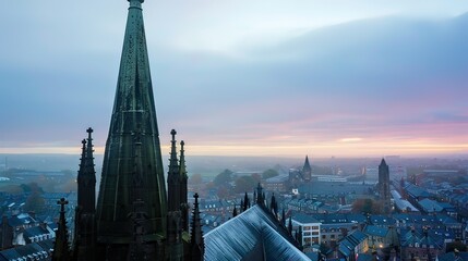 The top of a cathedral spire framed against the horizon.