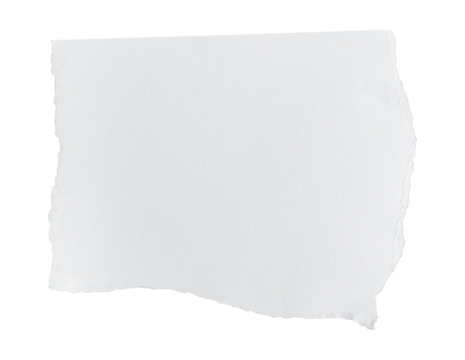 White ripped piece of paper isolated on transparent background PNG file