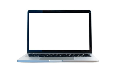 Laptop computer with blank transparent screen and background- PNG format