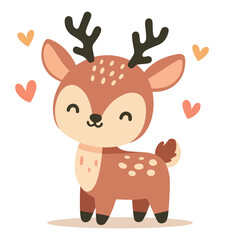 Playful Deer Illustration in Flat Vector Design Cute Animal Graphic for Nature Lovers