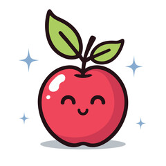 Sweet delicious red apple vector illustration in flat style