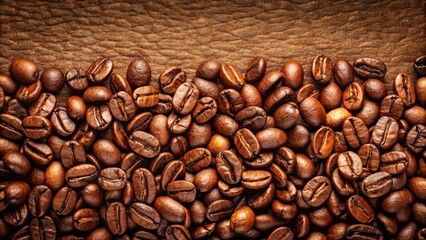 Naklejka premium Close up of coffee beans , roasted, aromatic, texture, espresso, caffeine, dark, beverage, gourmet, organic, roasted, coffee shop