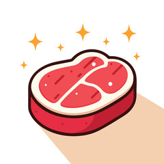 Delicious Raw Meat with Red Chili Pepper on Plate Flat Cartoon Vector Illustration