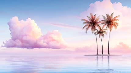 Panoramic view of a tranquil tropical island with calm waters and nature's splendor