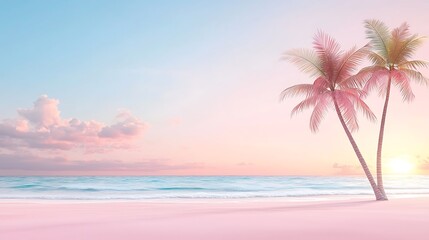 Fototapeta premium Sunrise serenity palm trees by the beach tranquil seascape florida nature photography